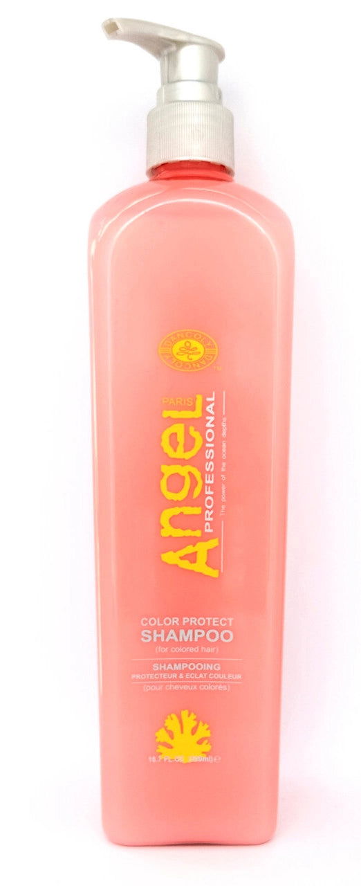 Angel color protect shampoo bottle, pink, with pump, 500 ml