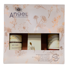 Angel body care gift pack box with green tea, floral print window