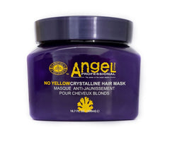 Purple hair mask jar with black lid, Angel Professional lettering