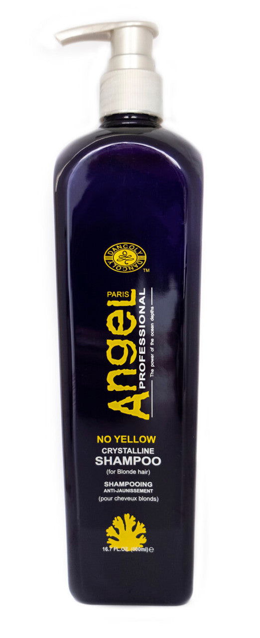 No Yellow shampoo bottle with pump, dark blue bottle, 500 ml
