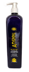 No Yellow shampoo bottle with pump, dark blue bottle, 500 ml