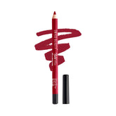 Maroon bold matt lip liner pencil with attached tip, plus black cap