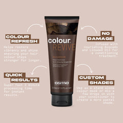 Hair colour conditioner tube shown with feature callouts and icons
