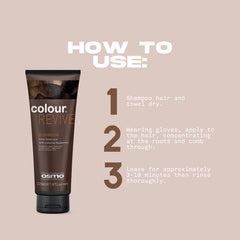 Hair colour conditioner tube with clear how-to use steps layout