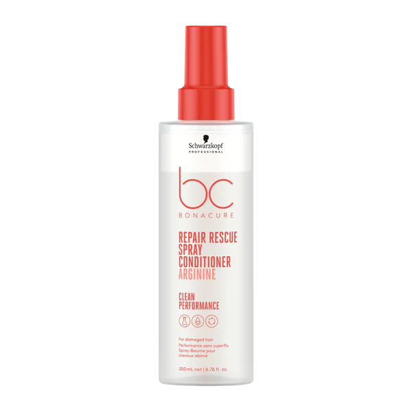 Schwarzkopf Bonacure repair rescue spray conditioner bottle, white with red cap