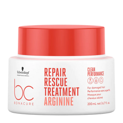 Hair repair rescue treatment jar, orange cap, white bottle; Repair Rescue Treatment Arginine, 200 ml