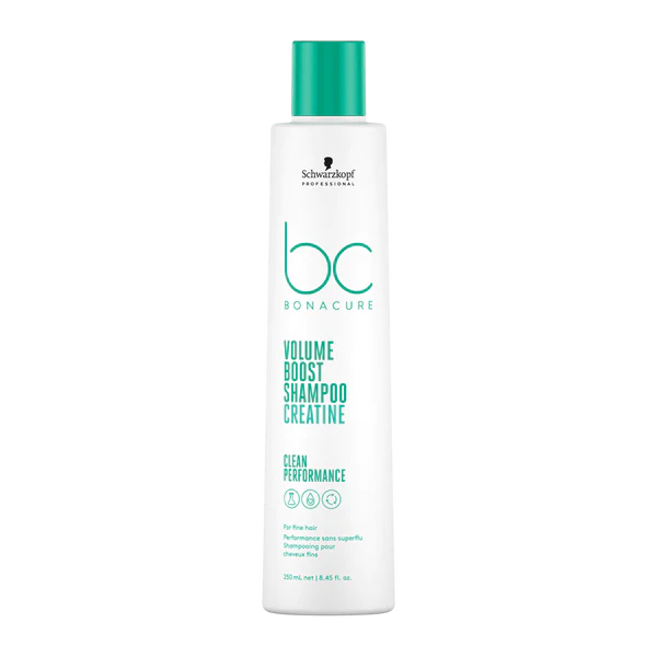 Schwarzkopf BC Bonacure shampoo bottle, white with teal cap and teal label text