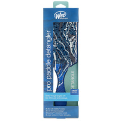 Wet Brush Pro paddle detangler brush packaging, blue speckled design on front