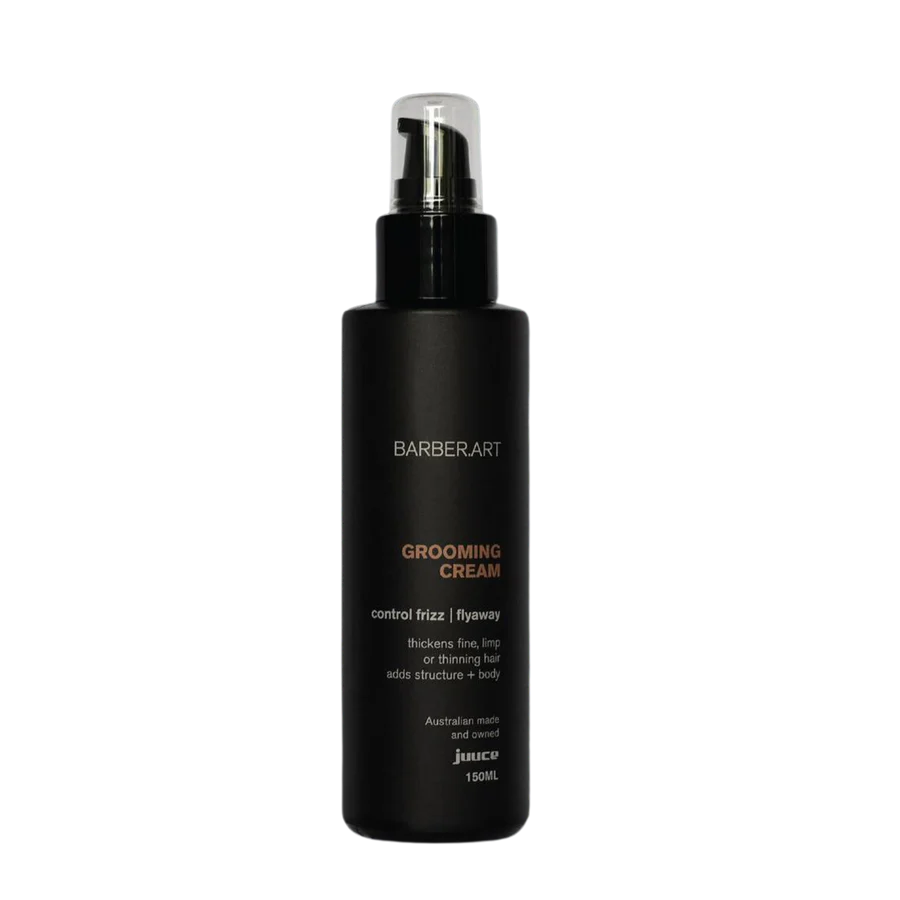 Barber Art grooming cream bottle, 150ml, black pump dispenser