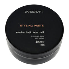 Styling paste jar with black lid, medium hold, semi-matte finish, 80g
