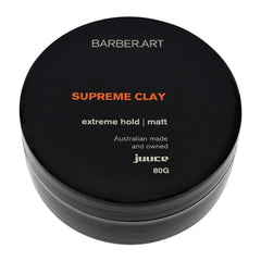 Barber Art Supreme Clay hair styling clay jar, black lid, 80 g.