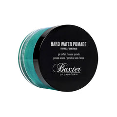 Baxter of California Hard Water Pomade tin with black lid and green side label