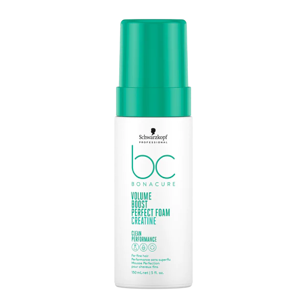 Schwarzkopf BC Bonacure volume boost perfect foam bottle, teal cap and white container