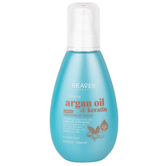 Teal argan oil & keratin treatment serum bottle with pump cap