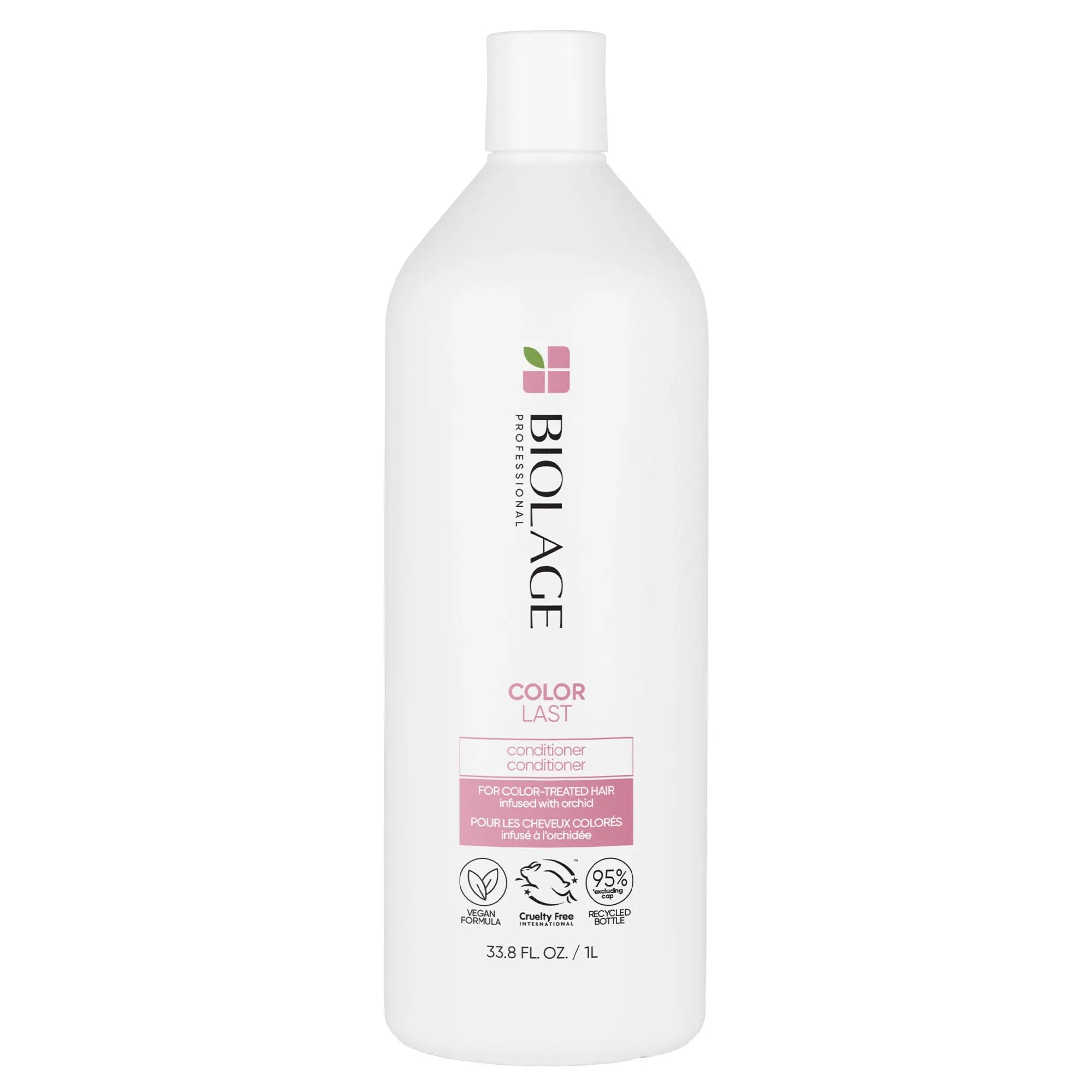 Biolage Color Last conditioner bottle, white plastic with flip-top cap