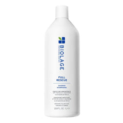 Biolage Full Rescue Shampoo bottle, white bottle with tall cap, front label view.