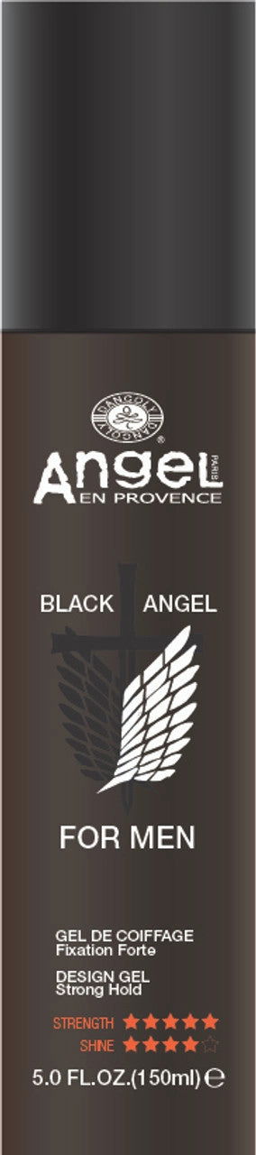 Men's black Angel strong-hold design gel bottle, 150 ml, wing logo and lettering