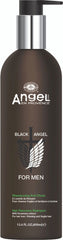 Men's hair recovery shampoo bottle with pump, dark bottle and label