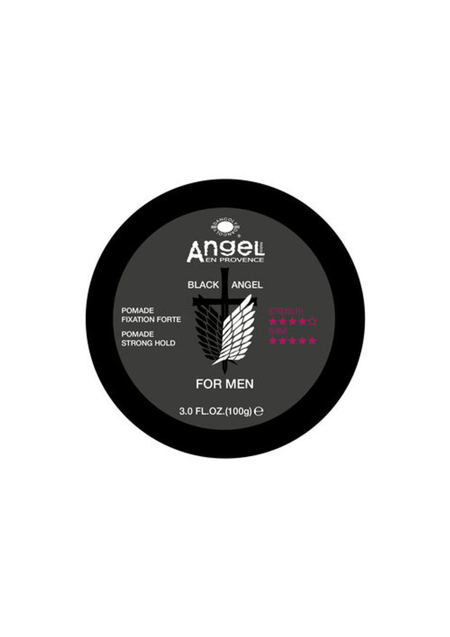 Men's Black Angel strong-hold pomade in black round jar, 100 g