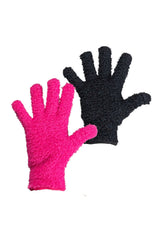 Microfibre blending gloves set, black and pink knit palms with fingered shape