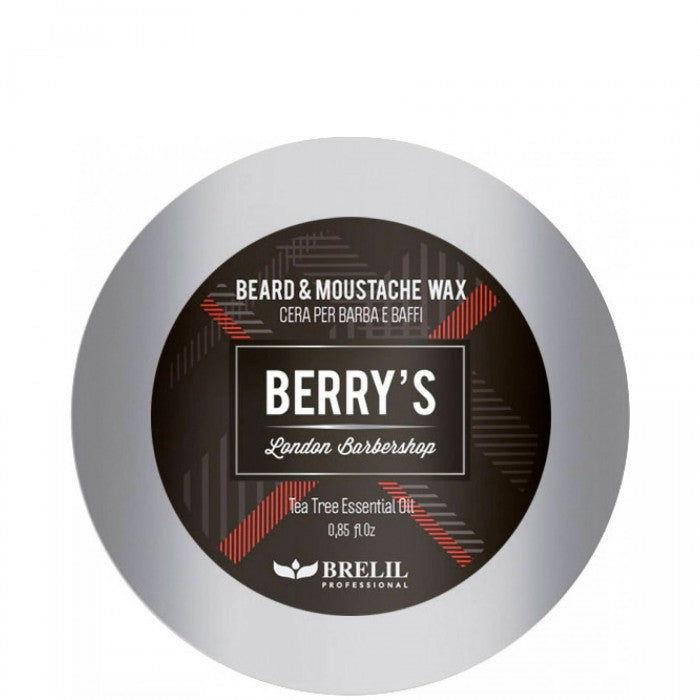 Beard & mustache wax tin with BERRY'S London Barbershop label