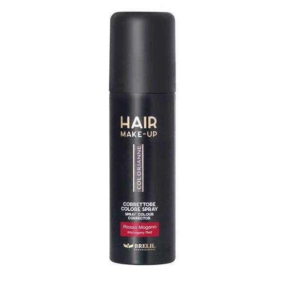 Brelil hair color root touch-up spray, Mahogany Red, black canister