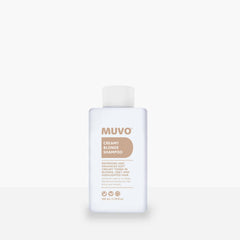 Muvo Creamy Blonde shampoo bottle, plastic, front label and white cap