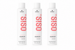 Schwarzkopf OSiS+ Sparkler Shine Spray trio, three white bottles with pink labels