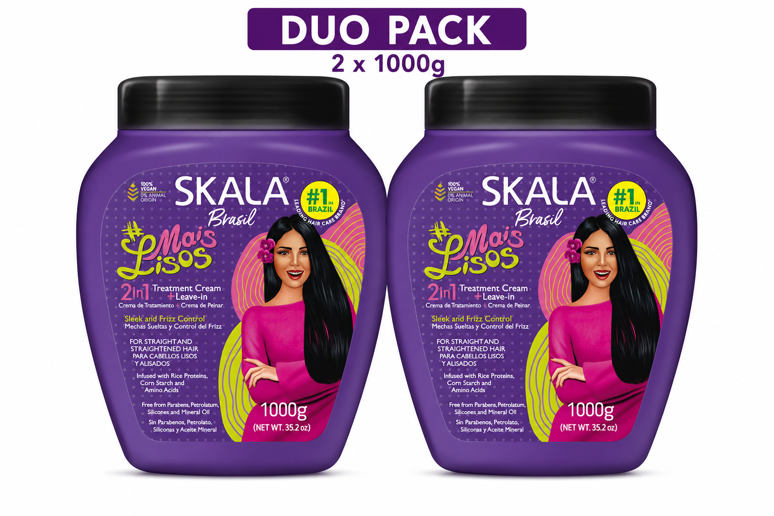 Skala Brasil Mais Lisos 2-in-1 conditioning cream duo pack, purple 1000g bottles
