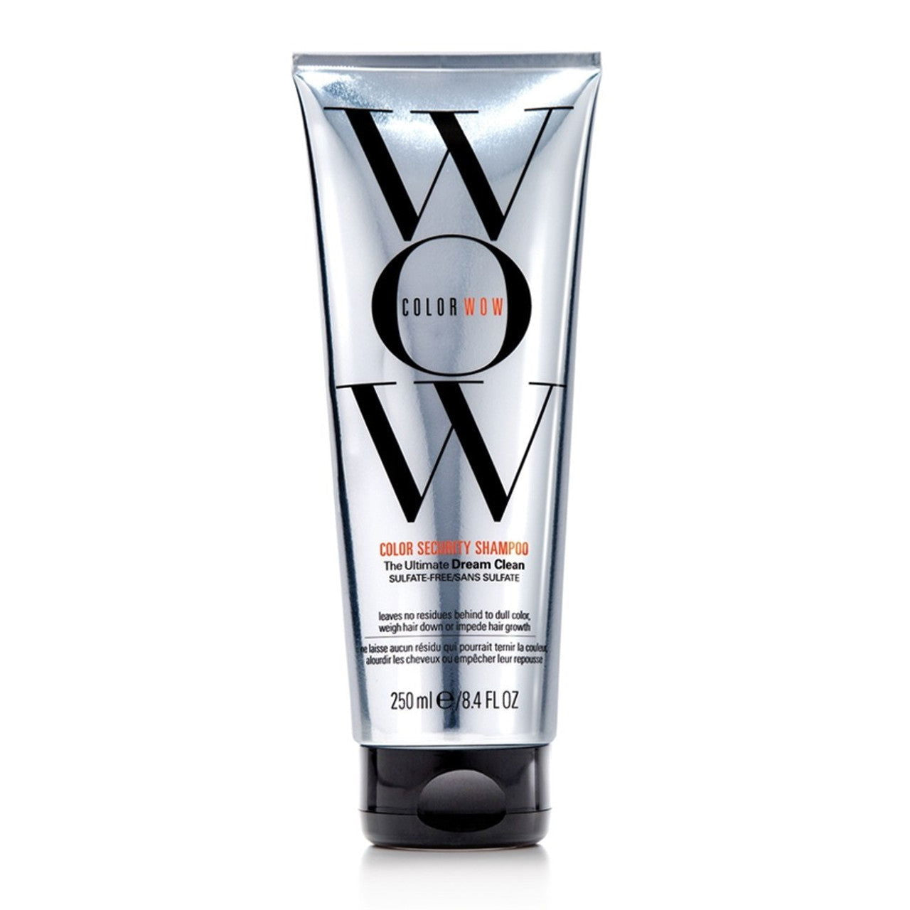 Color WOW Colour Security Shampoo tube, metallic silver with black cap, 250 ml