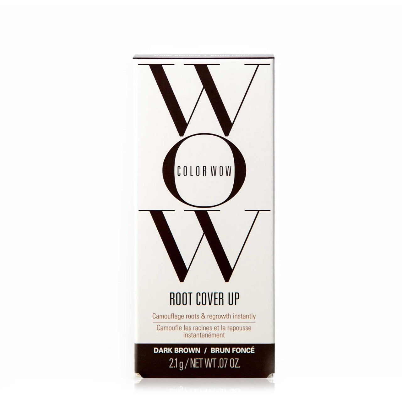 Color Wow Root Cover Up dark brown hair root cover product box, 2.1g