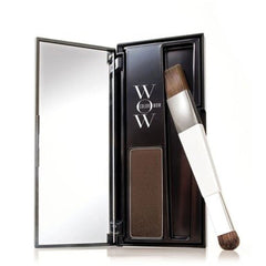 Medium brown root cover-up compact with brush, shown open