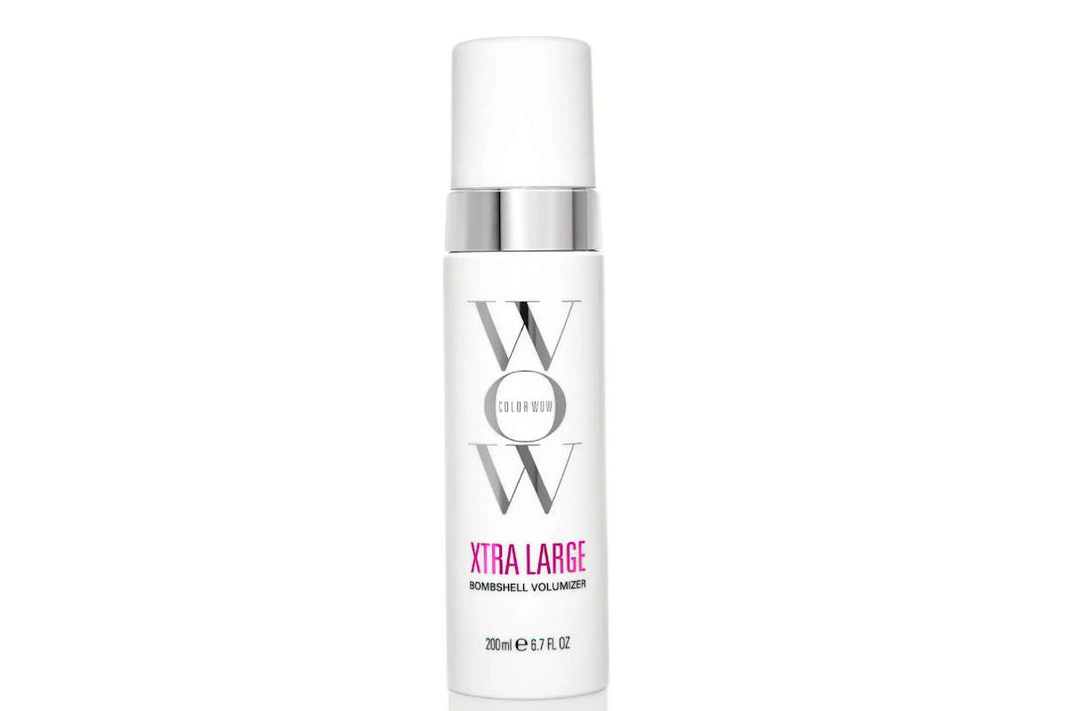 Color Wow Xtra Large Bombshell volumizer bottle, white with silver cap