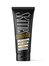 Skinnies CONQUER SPF50+ sunscreen tube, 100ml, dark gray with gold label