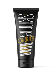 Skinnies CONQUER SPF50+ sunscreen tube, 100ml, dark gray with gold label