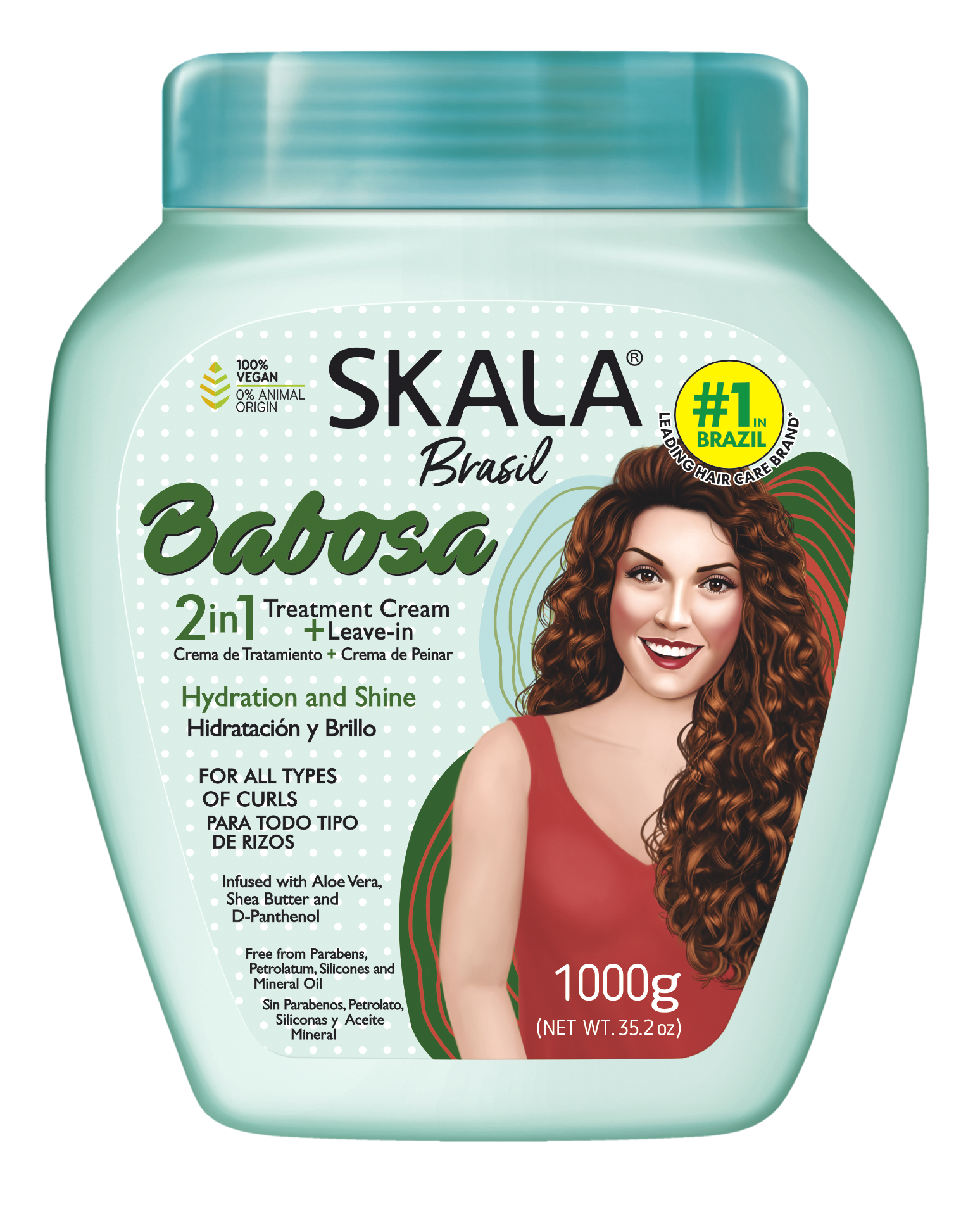 Skala Babosa 2-in-1 conditioning cream bottle, teal cap, 1000g