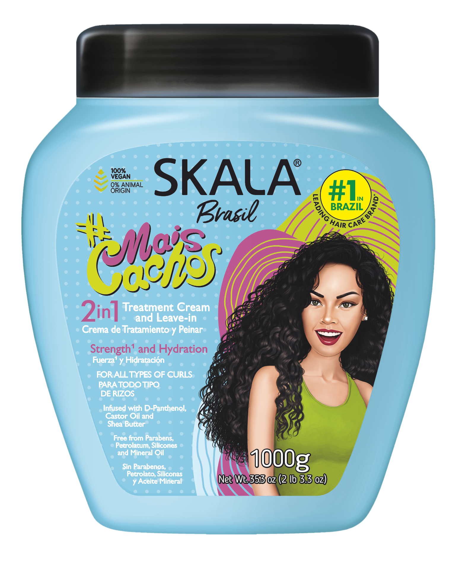 2-in-1 hair treatment conditioning cream bottle, blue, 1000g