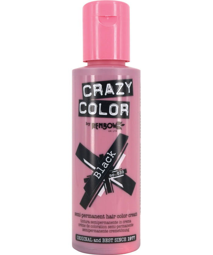 Hair dye bottle with pink cap and Black shade label
