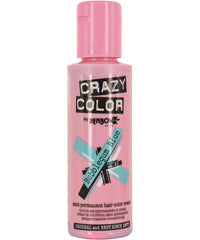 Bubblegum blue semi-permanent hair color dye bottle, pink cap and label