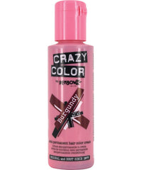 Hair dye bottle, Crazy Color, pink pump-top plastic with label and bow.