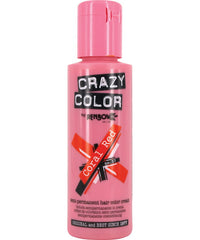 Crazy Color coral red hair color cream in a pink plastic squeeze bottle