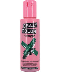 Hair color dye bottle in Emerald Green, pink cap and label