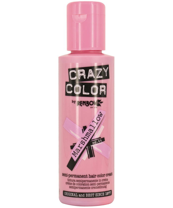 Crazy Color Marshmallow semi-permanent hair color in 100 ml pink bottle