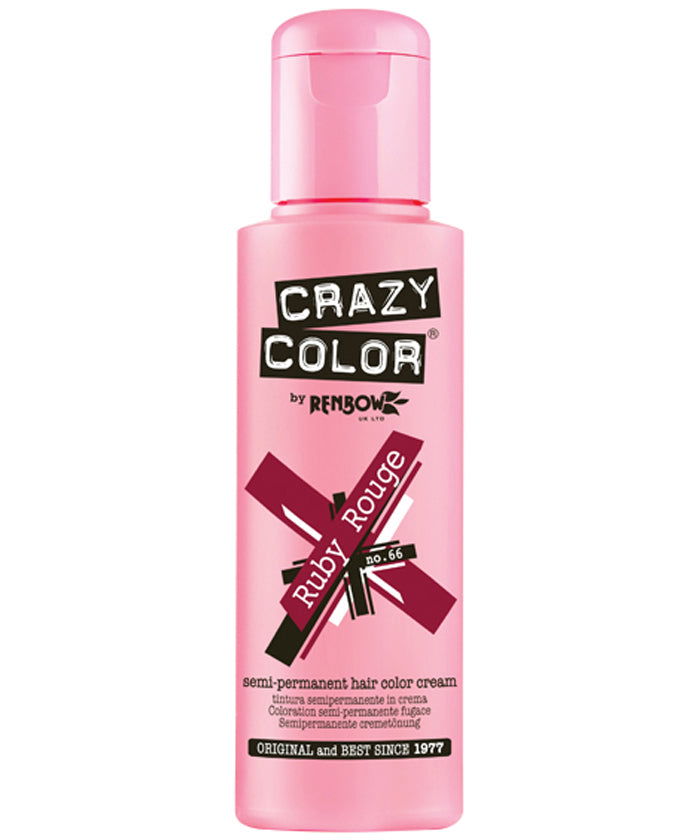 Crazy Color Ruby Rouge semi-permanent hair color cream bottle, 100 ml