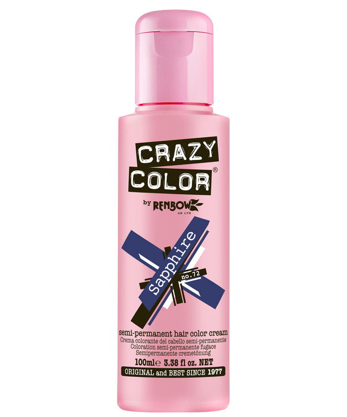 Crazy Color Sapphire hair color cream, 100 ml pink bottle