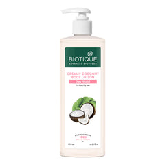 Body lotion bottle with pump, creamy beige, BIOTIQUE label