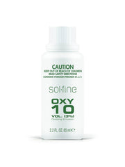 Oxy 10 volume hair developer bottle, white cap, 65 ml, Solfine