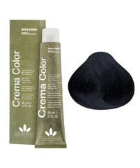 Hair color cream tube and box, dark black shade, 65 ml