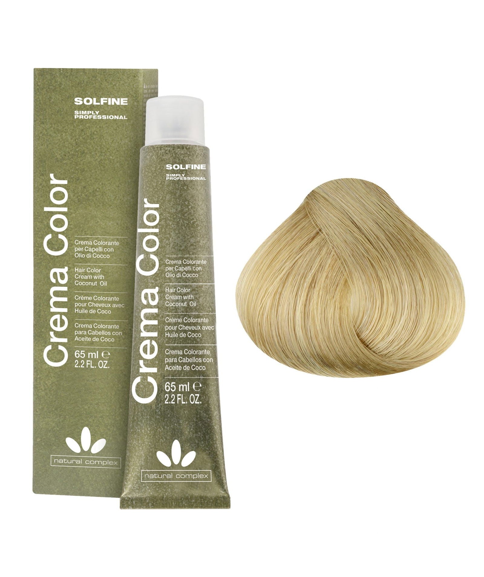 Solfine hair color cream tube with cream swatch, 65 ml