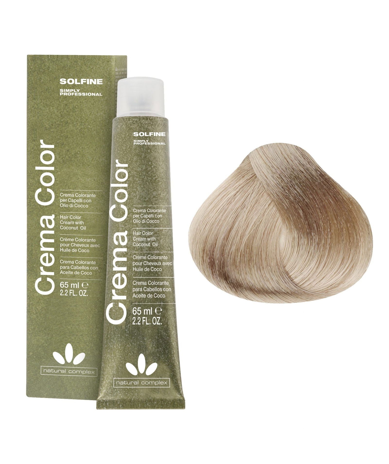 Hair color cream tube and box, Highlift Beige Blonde beige shade, 65 ml